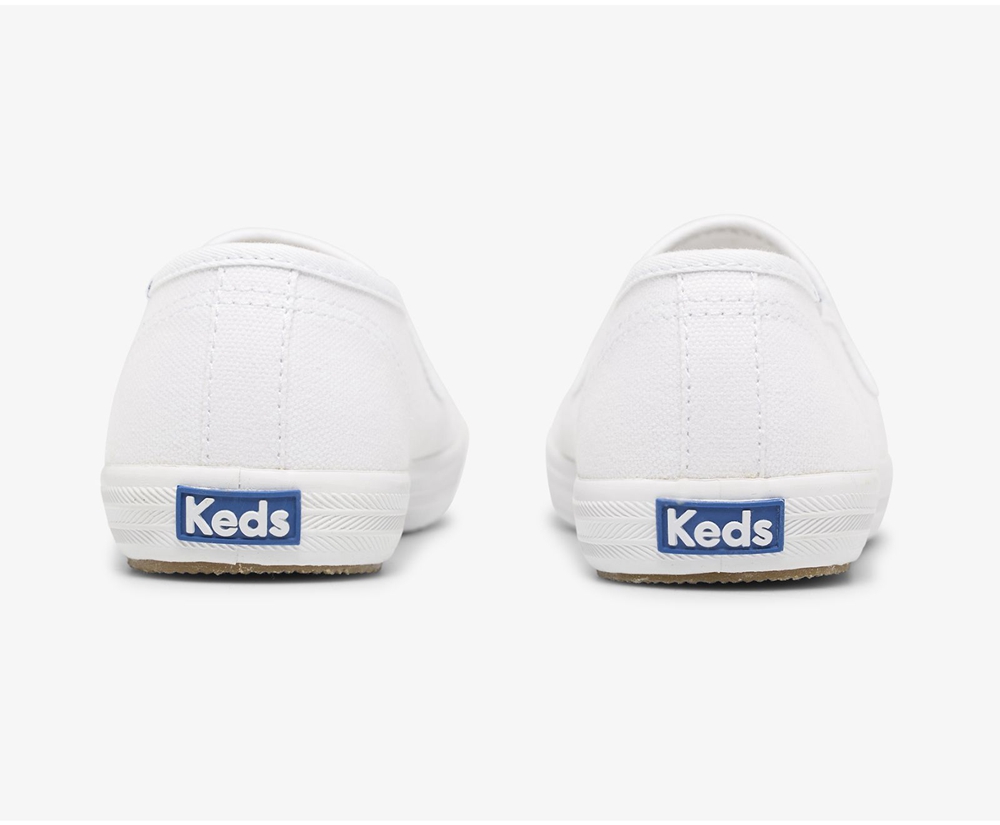 Slip On Γυναικεια - Keds Champion Slip On Organic Cotton Καμβας - Λευκα - VDZWH7598